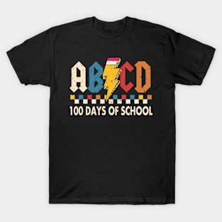 Boys Girls Teachers Rock 100 Days Of School ABCD 100th Day T-Shirt